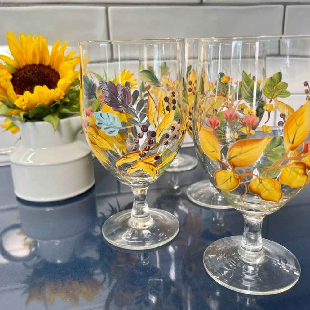 4 Floral Glasses/Goblets